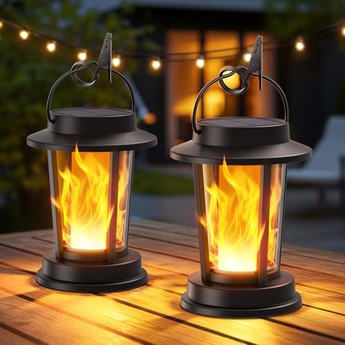 Solar Lanterns Outdoor Waterproof, Flickering Flame Solar Powered by TuyLuxeHome