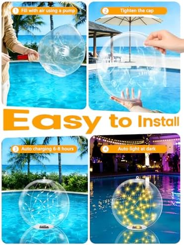 2Pack Floating Pool Lights, 15Inch Solar Powered Pool Ball Light That Float - Image 4