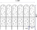 6 Pack Metal Garden Trellis 86.7" Tall Outdoor Climbing Plant Support for Roses, Flowers, Rustproof Durable Black Galvanized Tube, Lawn Garden Fence Decor Screen, 86.7" H - Image 2