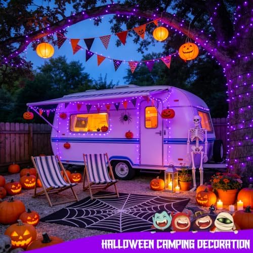 JMEXSUSS 2 Pack Solar Halloween Lights, Total 151FT 400 LED, Purple - Image 5