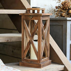 Rustic Farmhouse Wooden Candle Lantern,17'' H Lanterns Decorative Indoor&Outdoor, Patio Decor, Hanging Lantern Holder Decor for Indoor Outdoor, Home, Garden, Wedding - Image 5