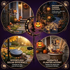 Solar Halloween Black Cat & Pumpkin Moon Garden Stake Light,2-in-1 Waterproof Outdoor LED Yard Decor with Hanging Lantern,Auto Dusk-to-Dawn Lawn Ornament for Pathway,Patio, Walkway (Black-Q-2PCS) - Image 5