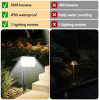 4PCS 60LED Motion Sensor Solar Spot Lights 3 Lighting Modes Outdoor Landscape Lighting for Yard Lighting, IP65 Waterproof Solar Powered Porch Lights for Walkway Patio Garden Lighting Decor - Image 3