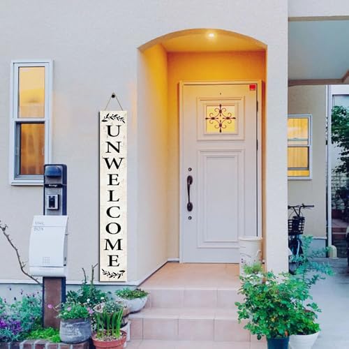 Unwelcome Porch Sign Go Away For Front Door Farmhouse Porch Vertical Wooden Plaque Entryway Home Outdoor Seasonal Spring Summer Decoration 8x48inch - Image 3