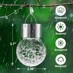 PARTPHONER 32 Pack Hanging Solar Lights Outdoor, Waterproof Solar Globe Lantern with Handle and Clip, Decorative Cracked Glass Ball Lights for Christmas Decor, Tree, Yard, Garden, Patio (Cold White) - Image 6