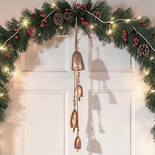 Handmade Rustic Vintage Farmhouse Decorative Bells, Hanging Witches Bells for Protection, Cow Bell Wind Chime for Outdoor, Door Knob Bell Door for Opening, Witchcraft Christmas Wreaths Ornament - Image 4