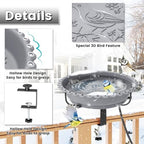 Heated Bird Bath for Outdoors,Deck Railing Heated BirdBaths,Grey - Image 2