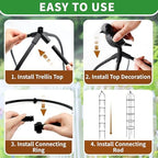 2-Pack 6.7FT Garden Obelisk Trellis for Climbing Plants,81”Metal Plant Support Tower,Heavy Duty Thickened Tube,Rustproof Black Vine & Flower Stand for Outdoor Indoor Use - Image 4