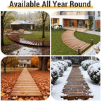 12FT Wooden Garden Pathway Walkway Pavers Roll Stepping Stones Path Outdoor Outside Patio Floor Roll Out Decorative Garden Non-Slip Patio Path Boardwalk Road Floor for Backyard Beach Wedding Party - Image 5