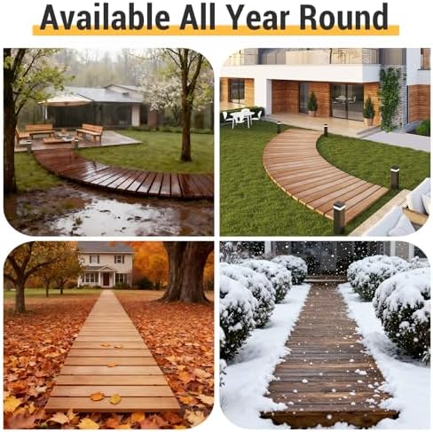 8FT Wooden Garden Pathway Walkway Outdoor Roll Walkway Pavers Patio Floor - Image 6