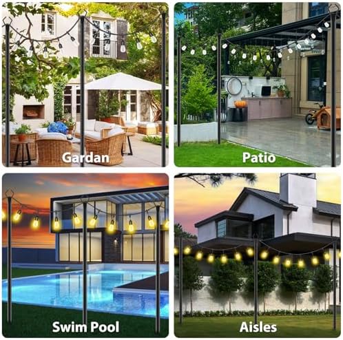 zoegi 4 Pack 10Ft String Light Poles,Light Poles for Outside Lights with Fork,Outdoor Brackets Hanging Lights,Metal Stand for Deck Patio,Backyard,Wedding,Deck,Party (4Pack) - Image 2