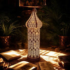 Moroccan Style Vintage Lantern Metal Decorative Table Lamp 13.78" Tall Moroccan Lantern Decorative Candle Holder Lamp for Ramadan Decor Home Living Room Bedroom Garden Yard Weddings Parties 06 - Image 6