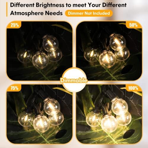 50FT Outdoor String Lights Waterproof, Bright 2700K LED Patio Lights String with 27 G40 Shatterproof Globe Bulbs, Connectable Edison String Lights for Outside, Garden, Balcony, Porch - Image 4
