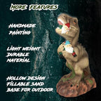 PARTYGEARS Dinosaur Statue with Gnomes, 16“ Large Outdoor Garden Statues Yard Decor, Funny Dinosaur Holding Gnomes Figurines for Patio Lawn, Weatherproof Gnome Decorations for Home, Unique - Image 5