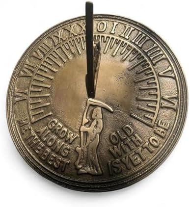 Brass Finished Sundial: 'Grow Old with Me' Romantic Garden Décor 10 Inch Gift for Anniversary Couple - Image 4