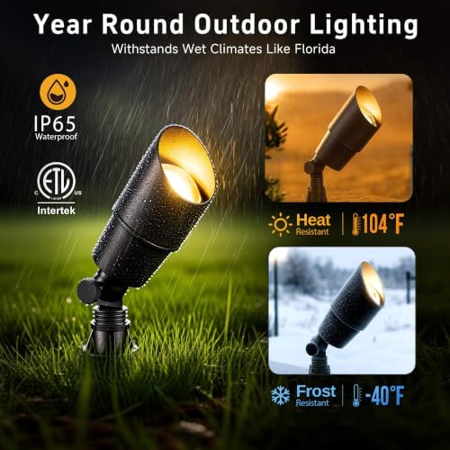 Gardenreet Solid Brass Spot Lights - Black Low Voltage Landscape Spotlight Outdoor, 12V LED Uplights Wired, Waterproof Electric for Patio Wall Without MR16 Bulb (6 Pack) - Image 4