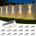 NIORSUN Solar Fence Lights Outdoor, 16 Pack Up and Down Waterproof Solar Wall Lights, Fence Lights with Lens, Warm & Cool White + RGB, Dusk to Dawn Lighting for Patio, Backyard, Pool, Railing (White) by NIORSUN