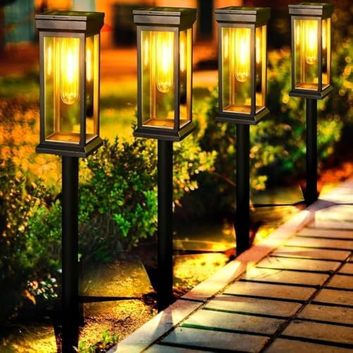 Solar Pathway Lights Outdoor, 4 Pack Solar Powered Garden Lights Waterproof IP65, Solor Outside Light for Yard Path Landscape Lawn Walkway Driveway by Unknown