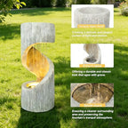 Outdoor Water Fountain with LED Lights - Resin Spiral Water Feature,29.9 Inch Modern Garden Decor for Patio, Yard & Lawn - Image 4