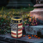 Poceacles Cross Solar Pathway Lights Outdoor Grave Solar Lights Outside Waterproof Cemetery Flameless Candles Outdoor Solar Candle Grave Markers Eternal Decor, American Flag Cross, Pack of 2 - Image 3