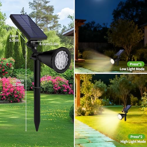 Solar Spot Lights Outdoor Waterproof, 18 LED Solar Powered Landscape Lighting Low Voltage Auto On/Off for Garden, Yard, Tree, Flag, Wall, Pathway, 4 Pack - Image 6