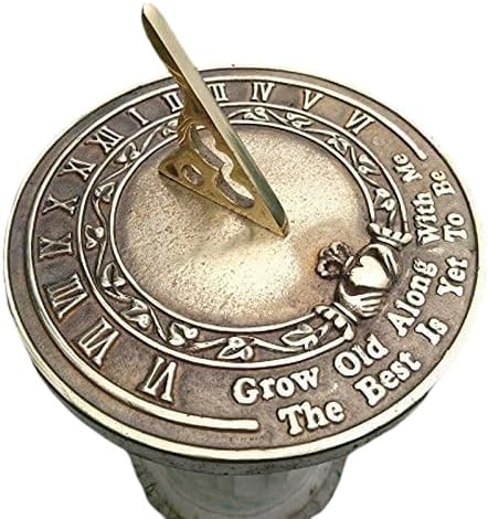 Decorative "Grow Old Along with Me" Sundial - Solid Brass Garden Ornament - Hand-Engraved Quote - Vintage Style Outdoor Decor - Perfect Anniversary, Wedding or Housewarming Gift by Unknown