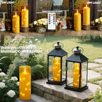 kakoya 11" x 4" Large Outdoor Waterproof Flameless LED Candles with Remote and Timer,Acrylic Pillar Candles Battery Operated with Embedded Star String for Porch,Patio,Outdoor Decor,Set of 2(Gold) - Image 2