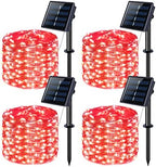 JMEXSUSS 4 Pack Solar Fairy Lights, 100 LED 33FT Red Halloween Lights by JMEXSUSS