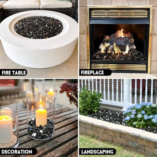 GasSaf 1/4 Inch Black Fire Glass Reflective Tempered Fireglass, 20 Pound - Image 4