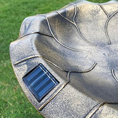 Westcharm 30 Inch Solar Powered LED Lighted Birdbath with Planter Bowl for Outdoors Yard Outside Outdoor Garden Decoration Pedestal Base Stand - Antique Bronze Polyresin Solar Bird Bath with Planter - Image 2