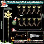 10 Pcs Christmas Snowflake Pathway Stake Lights for Outdoor Yard, 370 Bright LEDs Waterproof Large Christmas Snowflake Light Decoration for Garden Lawn Driveway Walkway Decor (Warm White) - Image 2
