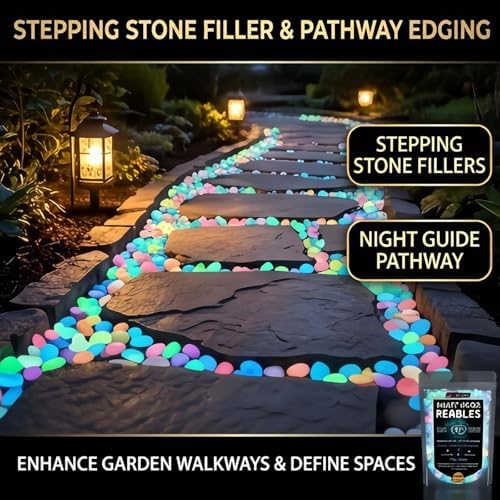 1000pcs Glow-in-The-Dark Rocks, Night Guide Luminous Pebbles for Outdoor Garden Landscaping, Colorful Glow Stones for Walkway, Stepping Stones, Fish Tank Décor (5 Pack*Orange) - Image 5