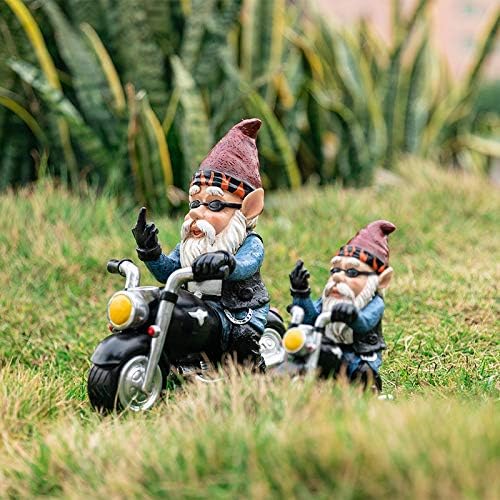 Garden Gnome Riding Motorcycle Funny Outdoor Gnome Decoration Indoor Outdoor Lawn Figurines for Home Yard Décor, Medium - Image 5