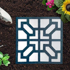2 Pack Square Stepping Stones, 10” Cement Garden Path Stones in Moroccan Tile Design, Modern Geometric Outdoor Patio Decor, Weather-Resistant Fall Garden (Midnight Indigo) - Image 5
