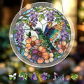 Hummingbird Puzzle Acrylic Suncatcher Size 10 inches, Garden Floral Sun Catchers, Window Hanging Ornaments, Stained Glass Effect Decor for Puzzle Lover by GIKZO