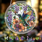Hummingbird Puzzle Acrylic Suncatcher Size 12 inches, Garden Floral Sun Catchers, Window Hanging Ornaments, Stained Glass Effect Decor for Puzzle Lover by GIKZO