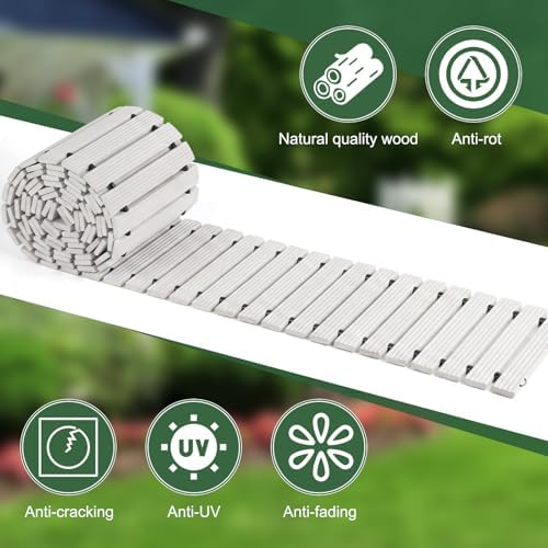 Landical 24ft Wooden Garden Pathway Walkway, Roll Out Outdoor Path,White - Image 4