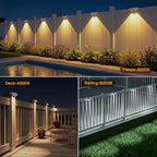 Bridika Solar Deck Lights Outdoor 12 Pack, Bright Solar Fence Lights with Lens, 3 Color Modes IP65 Waterproof Large Size Step Lights for Outside, Fence, Stair, Backyard, Patio, Wall White - Image 6