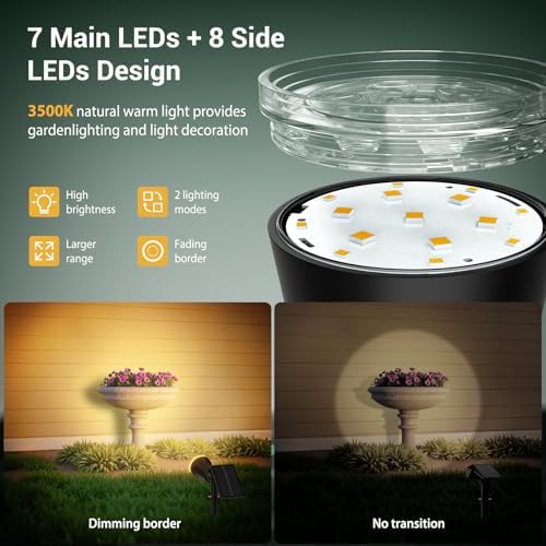 Solar Lights Outdoor Spot Light: 4 Pack 120°&180° Adjustable Bigger LED Solar Spot Lights Outdoor Waterproof - Landscape Lighting Spotlights for Garden, Yard, Pathway, Tree, Flag, Wall (Warm White) - Image 5