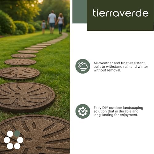 Tierra Verde 4 Pack 18" x 18" Tropical Leaf Decorative Stepping Stones - Image 3