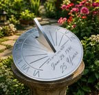 Personalized Garden Sundial, Steel & Aluminum Outdoor Sundial with Engraving, Roman Numeral Garden Decor, Memorial Gift, (8 Inch) - Image 2
