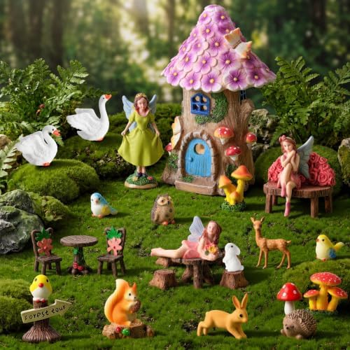28Pcs Solar Fairy Garden House Resin Kit by Unknown