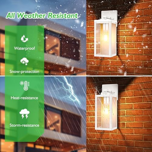 BesLowe Outdoor Wall Light, Modern Exterior Porch Sconce Lighting, White - Image 2