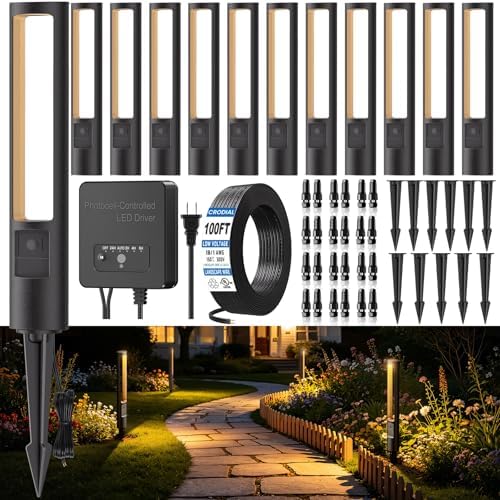 5W LED Low Voltage Landscape Pathway Lights Kit 2700K 500LM 12-Pack by CRODIAL