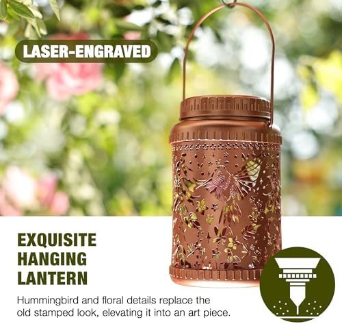 Cooo 4 Pack Solar Lanterns Outdoor Waterproof Hummingbird Red_Sage Solar Pathway Lights Landscape Path Christmas Gifts for Women Mom Grandma Outdoor Table Lamps Garden Yard Backyard Decor -Rose Gold - Image 4
