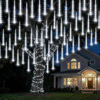 EXF Solar Meteor Shower Lights 16 Tubes Christmas Lights Outdoor Cool White - Image 2