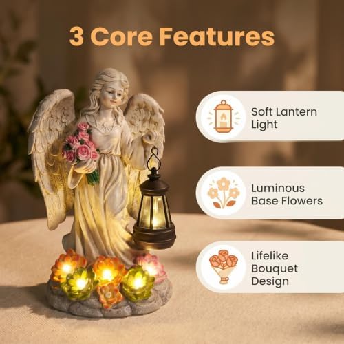 Solar Angel Statue Outdoor Fairy Garden Statues 9.4 inches Solar Garden Decor Garden for Outside Yard Art Patio Balcony Front Lawn Ornaments Gifts for Women Mom Grandma - Image 2