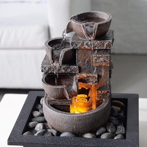 Kalona Tabletop Water Fountain, Indoor Waterfall with Resin Rock Design - Image 4