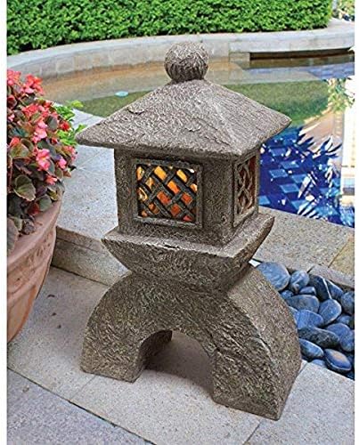 Design Toscano AL958699 Japanese Pagoda Illuminated Lantern Statue: Set of Two,greystone by DesignToscano