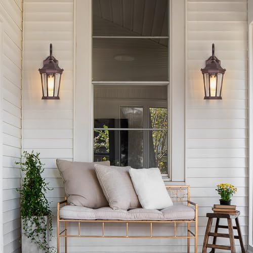 Outdoor Wall Lantern 16'' Brown Aluminum Outdoor Wall Light Fixtures - Image 3